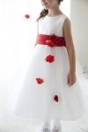 White/White Classy Satin with Tulle Skirt Flower Girl Dress